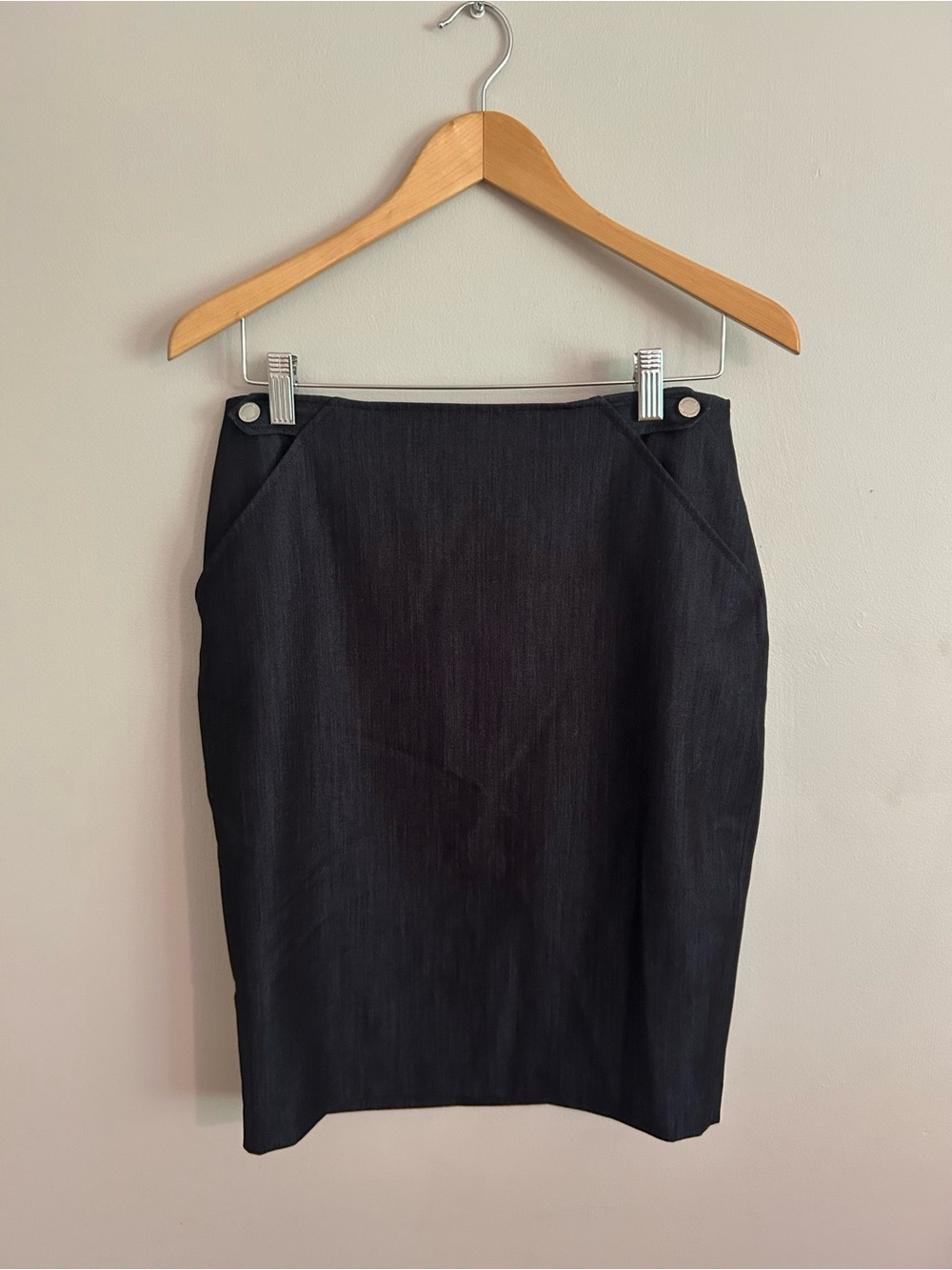 Calvin Klein Black Pencil Skirt with Button Accents